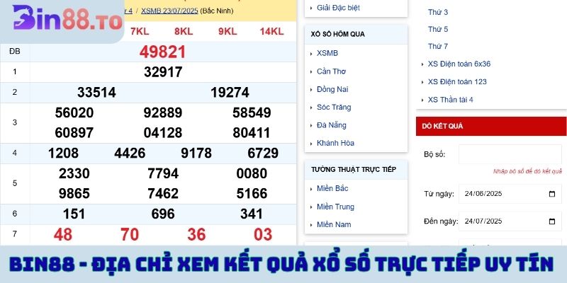 Bin88 - địa chỉ xem kết quả xổ số trực tiếp uy tín